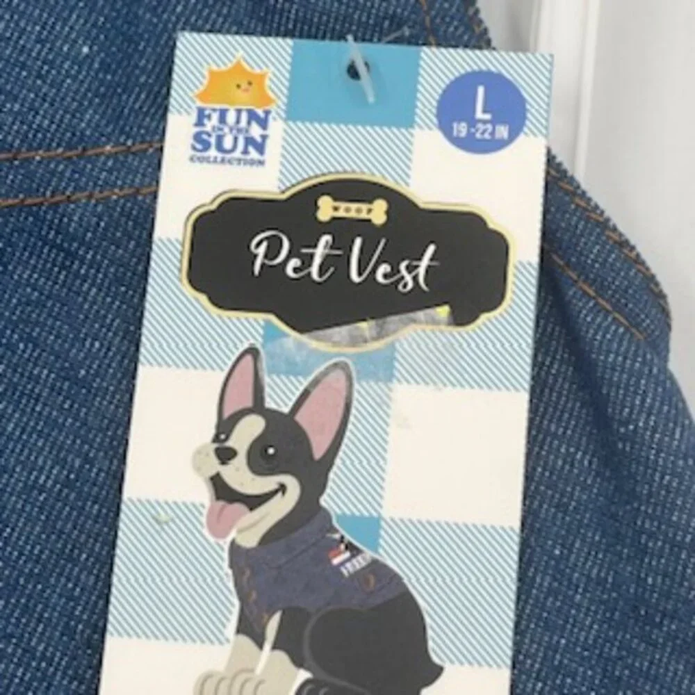 New Woof‎ Dog Pet Vest Size Large Denim Flag & Eagle NWT